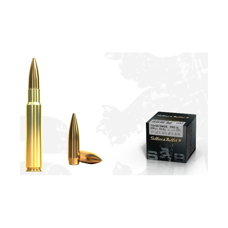7,5 × 55 SWISS FMJ 174 GRS